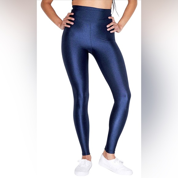 American Apparel Women's Nylon Tricot High Waist Legging, Cobalt - Picture 2 of 5